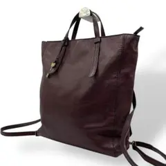 FOSSIL リュック 2way トートバッグ レザー 紫 A4 チャーム