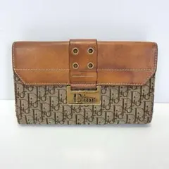 クリスチャンディオール　トロッター　長財布　キャンバス　レザー　ロゴ金具