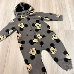 【美品】H&M ミッキー　プリントスウェットオールインワンスーツ　92 2T