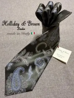 【新品】Holliday & Brown／ジャガードタイ／ペイズリー／グリーン