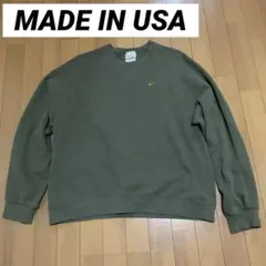 NIKE USA製 刺繍ロゴ スウェット カーキ ヴィンテージ XL フェード
