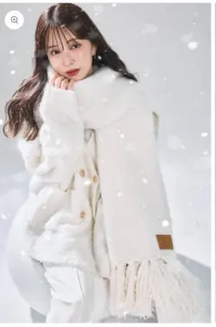 polaura ポローラ マフラーセットオーバーサイズカーディガン　ホワイト