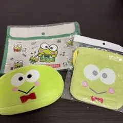 산리오 けろけろけろっぴ ポーチ 巾着 フラットケース 3点セット