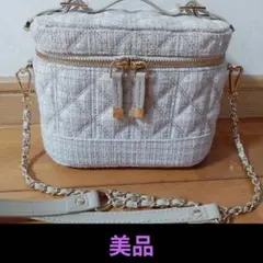 キルティング チェーン バニティバッグ ショルダーバッグ アイボリー