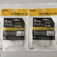 LANケーブル カテゴリ6 フラット 3m LA-FL6-03W