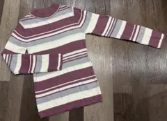 a.g.plus ストライプリブ編み 長袖セーター ニット フリーサイズ