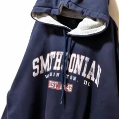 プレイリーマウンテンワシントンスミソニアンスウェットパーカーネイビーXL古着