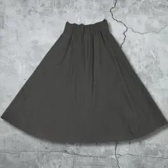 極美品 高級 キュプラ100% フレアロングスカートグレー　日本製　シンプルのサムネイル