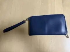ISETAN MEN’S 長財布 ネイビー ストラップ付き 多収納