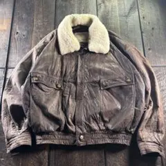 古着　G1レザーボンバージャケット　本革　ブラウンXL フェードリアルムートン.