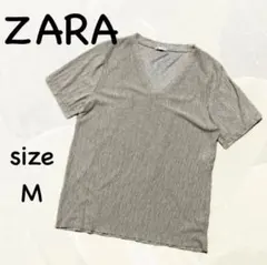 ZARAザラ♡レディース半袖Vネックカットソー【M】ブラウンゴールド　ゆったり