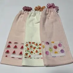 タオルエプロン二重　3枚セット スイカ、花