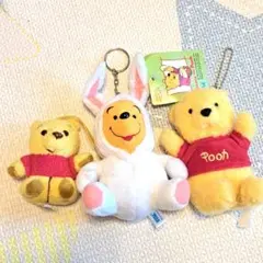 くまのプーさん ぬいぐるみマスコット 3体セット　ストラップ　キーホルダー
