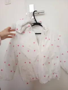 ホワイト ピンクハート ジャケット 120　耳　くま　コート　　ジャンバー