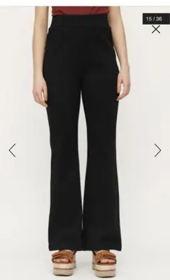 SLY リブフレアパンツ　ブラック