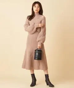 【 ROYAL PARTY 】 レイヤードニットワンピース オフショル 肩見せ