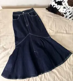AZUL by moussy ダークデニム マーメイドスカート ハイウエスト