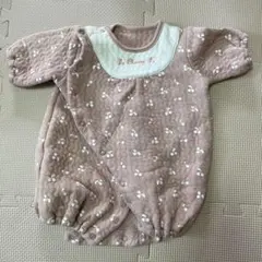 チェリー柄 ピンクロンパース 50-60cm 秋冬