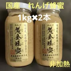 純国産　れんげはちみつ　非加熱　生はちみつ　生蜂蜜　1kg ２本　結晶化　大分