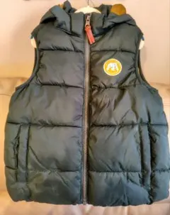 H＆M ダウンベスト フード付き オリーブグリーン