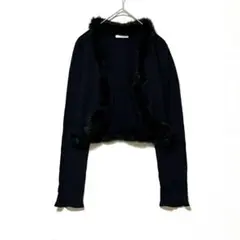 3433 レストローズ カーディガン ファー ボレロ カシミヤ混　アンゴラ混　黒