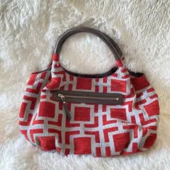 Anti-Forme Design 幾何学模様トート/ショルダーバッグ赤とグレー