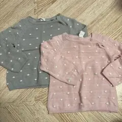 H&M ドット柄ニットセーター グリーン、ピンク　2点 80センチ