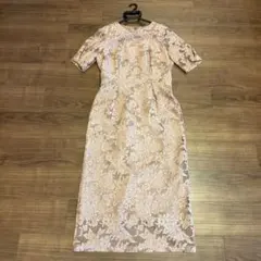 【訳あり】ピンクベージュ レース ドレス