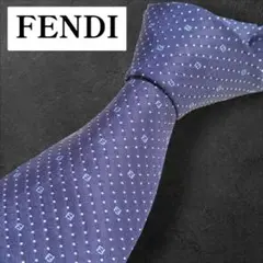 FENDI　フェンディ　ネクタイ　ズッカ　FF　ドット　ネイビー　あんしん鑑定のサムネイル