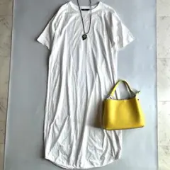美品 ザリラクス クルーネックTシャツロングワンピース 36 ホワイト 白系