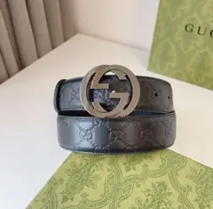 正規品　GUCCI ブラックレザー GGパターン ベルト