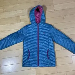 Lサイズ フード付きダウンコート 青