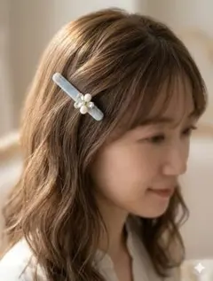 北欧風 マーブル 2点セット ヘアクリップ パール ビジュー 艶感 上品 髪留め