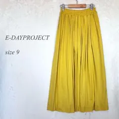 E-DAYPROJECT フレアスカート 9 ミディ丈 黄色 ウエストゴム565