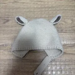 ベビーボンネット　ニット帽子 くま耳 アイボリー　訳あり