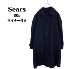 ☆Sears☆ 80s 黒タグ チェック柄ライナー付き ステンカラーコート M