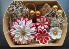 赤白/つまみ細工髪飾り/結婚式/成人式/卒業式