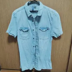H&M 　デニムシャツ　 Sサイズ　半袖シャツ　 スリムフィット