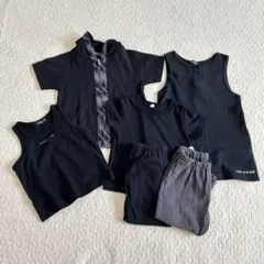 ベビー服　子ども服　90cm ブラック半袖コーデ　おまとめ6点セット　a1811