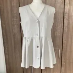 【美品】FOUND GOOD ベージュ へプラム ベスト ジレ M 春夏