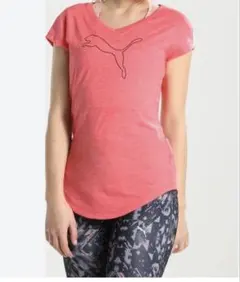 【PUMA】（M）プーマVネック Tシャツ DRYCELL コーラルピンクのサムネイル