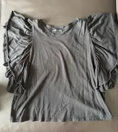 ZARA フリルスリーブ Tシャツ ブラック L