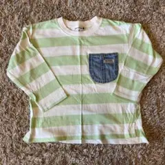 BRANSHES 緑と白のストライプ 長袖カットソー 100cm