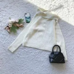 プロポーション ニット セーター 長袖 パール リブ F 上品 オフィス 通勤