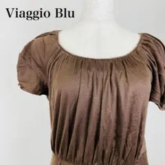 美品 ビアッジョブルー Viaggio Blu 半袖ひざ丈ワンピース 0239Bのサムネイル