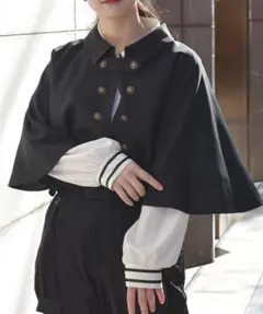 axes femme ナポレオンケープジャケット ブラック