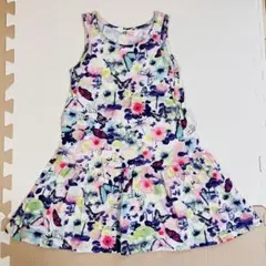 H&M ノースリーブワンピース　フレアスカートお花蝶々柄　110㎝　女の子