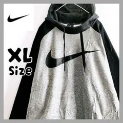 NIKE　ナイキ　パーカー　XL　グレー　黒　裏起毛　長袖　メンズ
