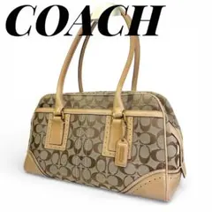 COACH コーチ ハンドバッグ ミニボストン シグネチャー ベージュ10533