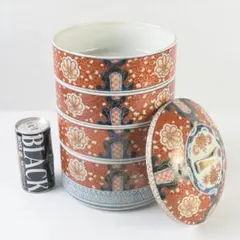 新品未使用 美濃焼 前畑陶器 庫山窯 色絵手まり 三段重 蓋付き 重箱